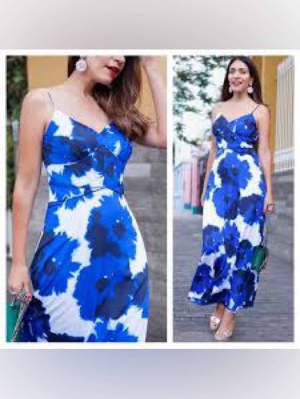 Banana Republic Blue Floral Midi Dress – Size 14 romantic summer party wedding
